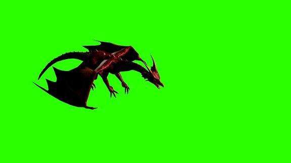 3d动画龙在飞分离在绿色屏幕
