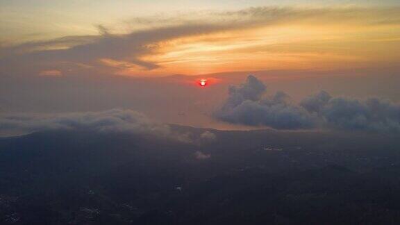日落天空苏梅岛中心海岸线视图航空全景4k时间间隔泰国