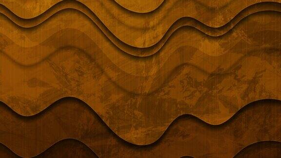 暗橘色的grunge波浪抽象的运动背景