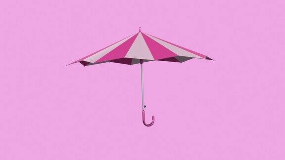 粉色伞浮动抽象运动3d渲染
