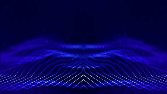 发光的蓝色粒子形成线对称结构就像微观世界或宇宙空间4k循环科幻3d抽象背景为节日展示仪式作为vj循环运动设计14