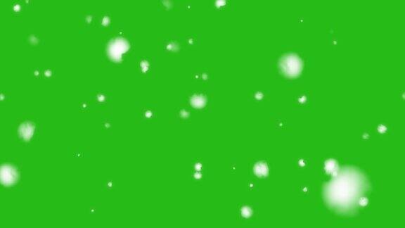 高质量的运动动画雪花落在绿色屏幕上沉重的雪花覆盖背景