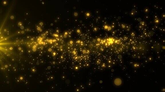 闪闪发光的金色粒子抽象背景闪烁粒子与散景效果