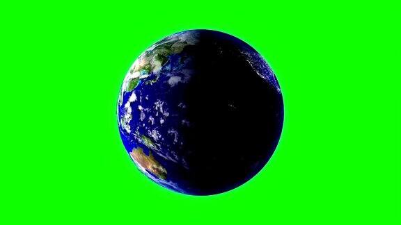 地球在太空中的绿色屏幕循环