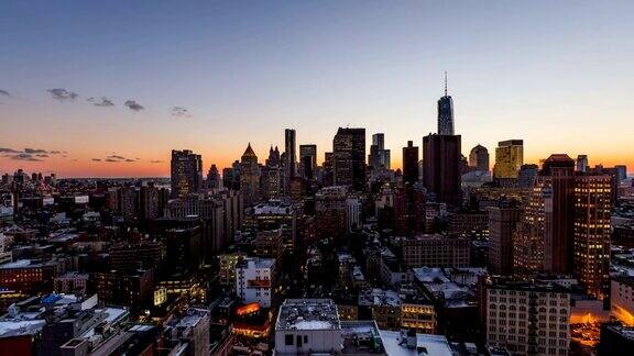 纽约城市景观日落航拍