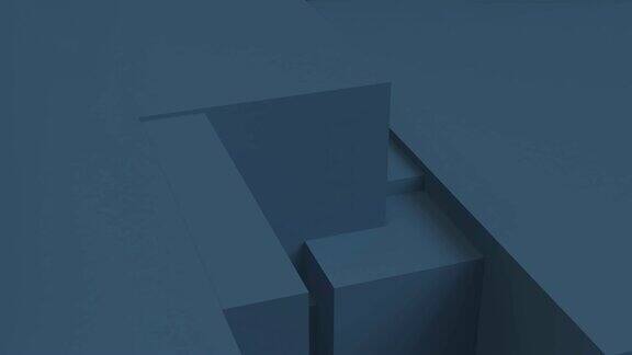 蓝色抽象三维渲染循环动画与几何形状运动设计4k超高清