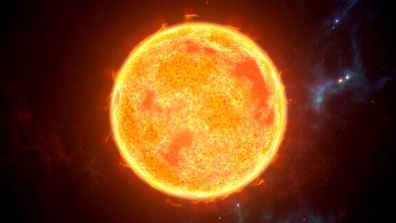 动画太阳燃烧的行星在宇宙场景三维渲染