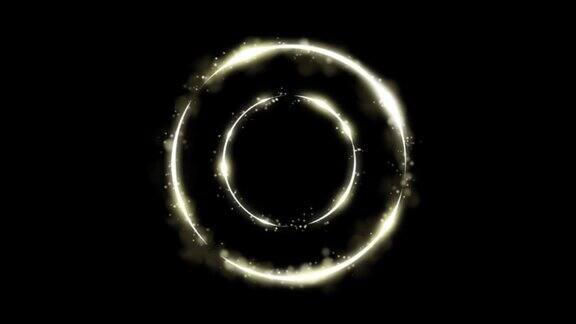 动画白光形状圆圈效果在黑色背景