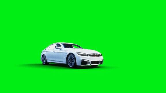 白色通用3d汽车撞进酒精瓶清醒的驱动程序绿色屏幕4k动画