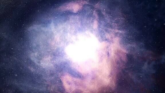太空背景在数十亿颗恒星、星云和星系之间的太空飞行