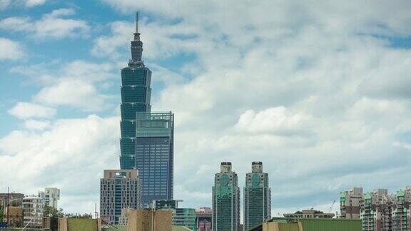 日光台北市景中心著名塔屋顶全景4k时间流逝台湾