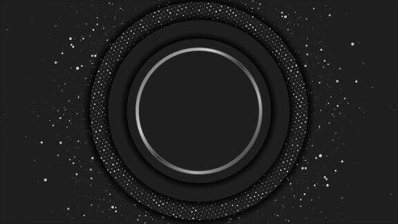 黑色圆圈与银点抽象运动背景