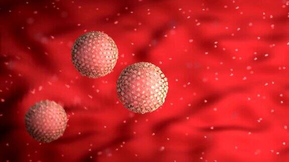 3d动画冠状病毒细胞在静脉中移动