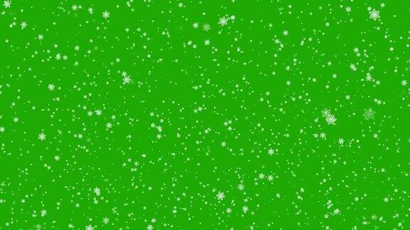 飘落的雪花-色度键-绿色屏幕4k
