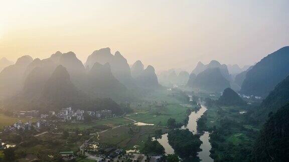 桂林山水自然风光鸟瞰图