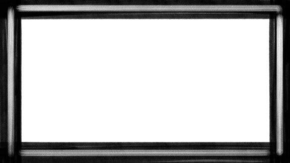 黑白油漆条纹边框定格动画孤立在白色背景