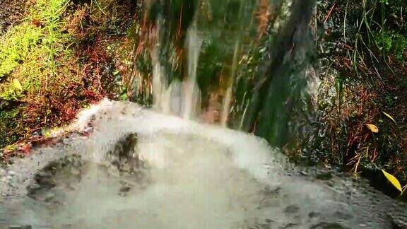 美丽的小瀑布清澈的泉水