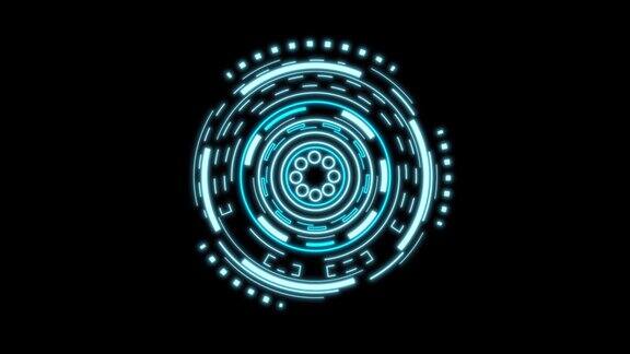 HUD科幻未来显示器孤立在黑色背景上蓝色的全息图按钮现代网络的创新4k