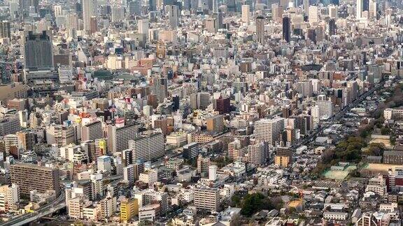 高清平移延时:空中大阪城市景观从天野寺的行动