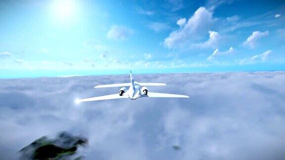 下午云层上的塞斯纳飞机