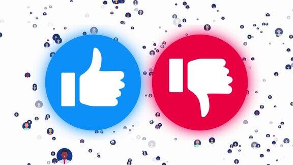 社交媒体喜欢和不喜欢的图标与人4k的决议