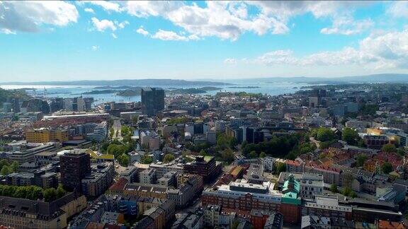 挪威奥斯陆市中心的航拍镜头