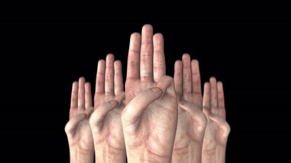 3D动画三指手势人类重叠动画包括alpha通道