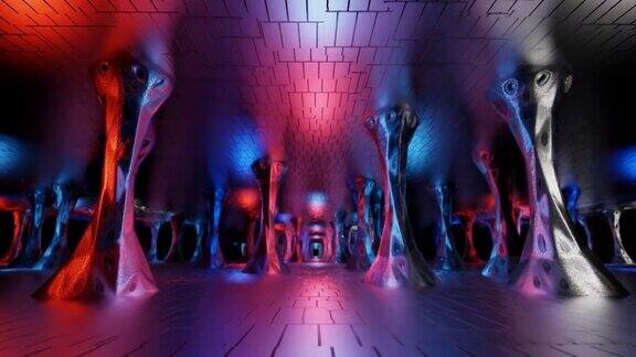 科幻未来主义奇幻奇异的外星人结构3D渲染