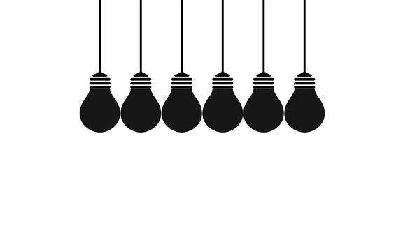 牛顿的摇篮概念的背景创意灯泡创意概念商业、教育或创新理念