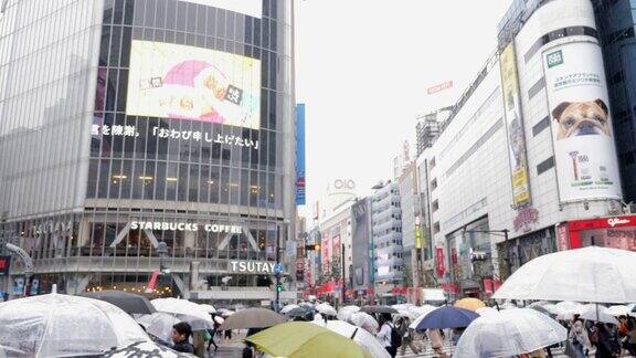 雨中过马路日本涩谷