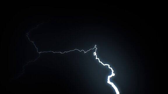 美丽的闪电从天空到相机在慢动作9个视频现实和非凡的雷电孤立在黑色电风暴循环3d动画