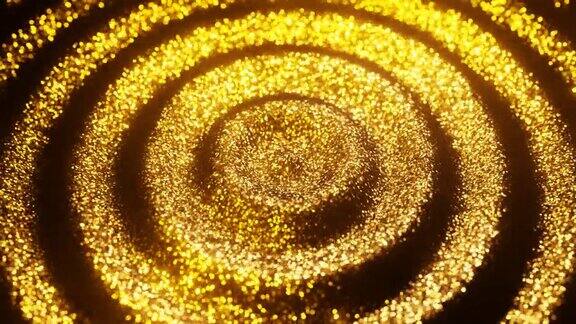 闪闪发光的金色颗粒流波背景3D渲染