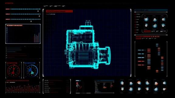 制造引擎零件收集x射线俯视图数字显示面板