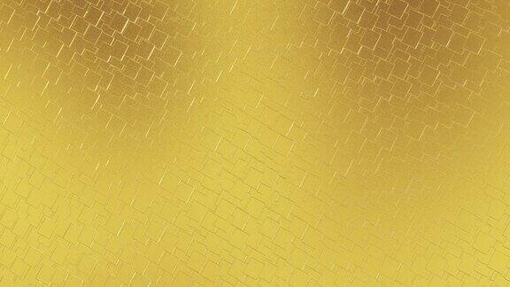 抽象几何金色背景箔瓷砖纹理无缝循环背景3D渲染