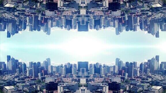 城市背景镜在抽象空中角度倾斜