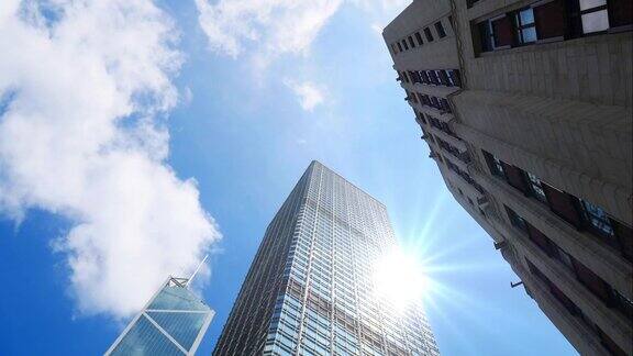 4K时光流逝香港的高楼和蓝天