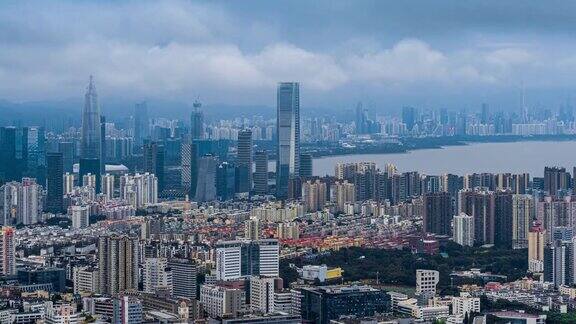 延时拍摄深圳湾和后海城市深圳中国