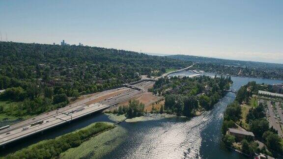 高空西雅图航拍-520桥和蒙特莱克剪