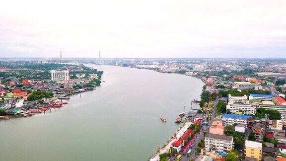 泰国曼谷湄南河鸟瞰图