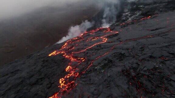 冰岛火山熔岩航拍