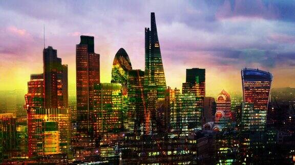 日落时分伦敦商业咏叹调景伦敦金融城欧洲领先的金融中心
