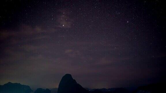 夜晚的天空和星星的时间流逝拍摄SametNang社攀雅泰国