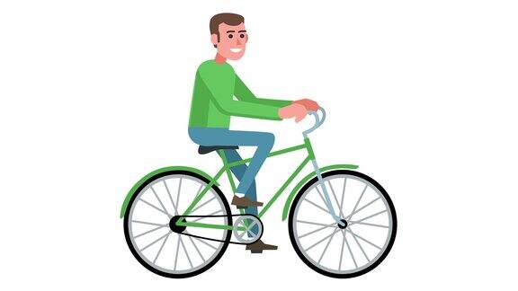 卡通人物自行车骑环动画