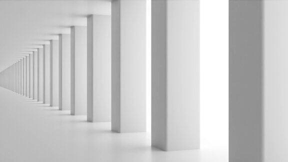 未来主义的空白色走廊