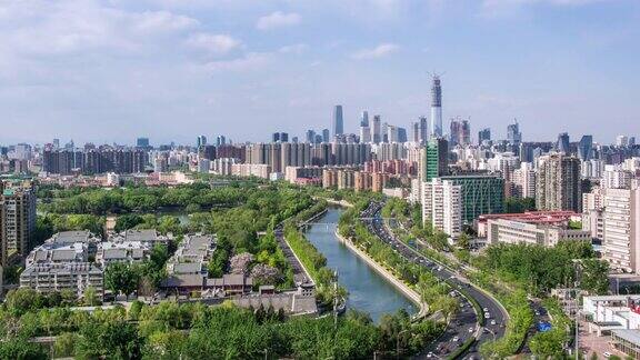 北京地标城市河流和交通流中国