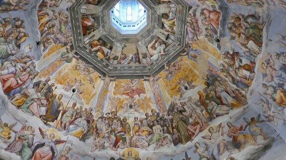 意大利佛罗伦萨圣母花大教堂圆顶内的壁画全景图