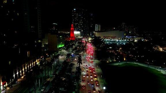 美国佛罗里达州迈阿密市区空中拍摄