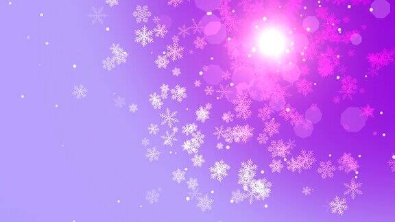 紫色的雪花闪烁的星星落下