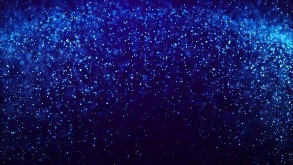 蓝色辉光粒子漂浮在粘稠的液体中神奇的闪光形成了抽象的结构奇妙的背景在4k节日活动光磨作为alpha通道三维渲染