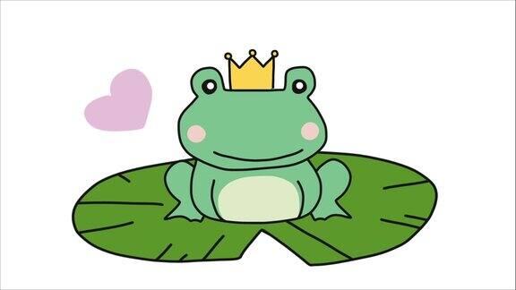青蛙王子卡通插画涂鸦风格